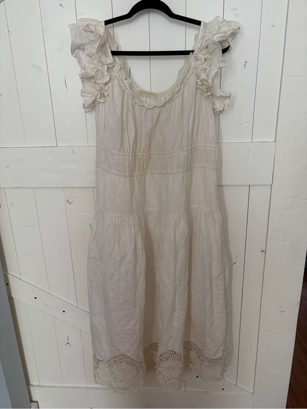 Ulla Johnson Cream Scalloped Crochet midi dress